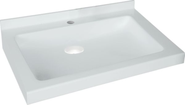 Lavabo Publica Jerico - forme rectangulaire - adapté aux personnes à mobilité réduite - 65 x 50 cm - trou de robinetterie au centre - sans trop-plein - blanc Réf. 500.939.00.1