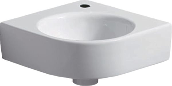 Lave-mains d'angle Renova Compact - 45 x 39,5 cm - trou de robinetterie au centre - sans trop-plein - blanc Réf. 500.902.00.1