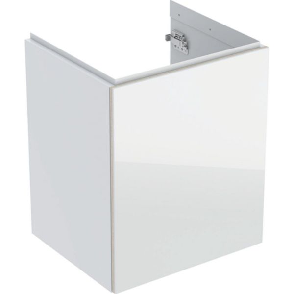 Meuble bas pour lave-mains Acanto - 1 porte - siphon - 44,5 x 53,5 x 37,5 cm - corps : laqué ultra-brillant / blanc - porte : verre brillant / blanc Réf. 500.608.01.2