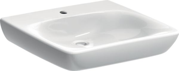 Lavabo Renova Comfort - adapté aux personnes à mobilité réduite - 55 x 55 cm - trou de robinetterie au centre - sans trop-plein - blanc Réf. 258557000