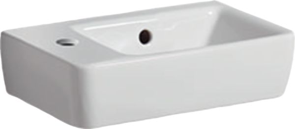 Lave-mains Renova Compact sans plage de dépose - 40 x 25 cm - trou de robinetterie à gauche - trop-plein visible - blanc Réf. 276240000