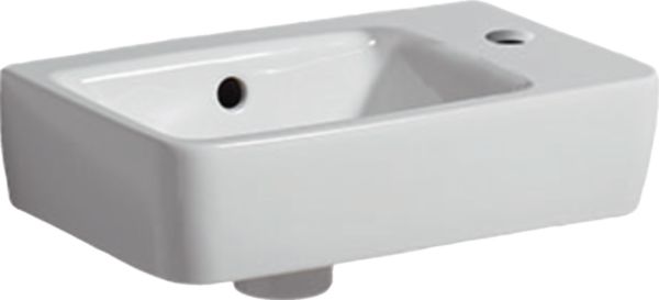 Lave-mains Renova Compact sans plage de dépose - 40 x 25 cm - trou de robinetterie à droite - trop-plein visible - blanc Réf. 276140000