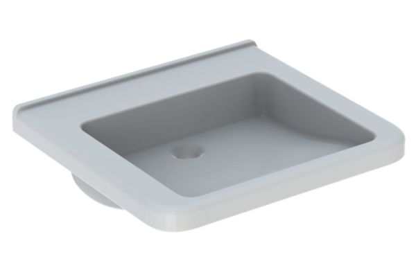 Lavabo Renova Comfort Square - adapté aux personnes à mobilité réduite - 60 x 55 cm - sans trou de robinetterie - sans trop-plein - blanc Réf. 128661000