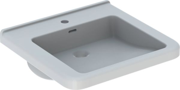 Lavabo Renova Comfort Square - adapté aux personnes à mobilité réduite - 55 x 52,5 cm - trou de robinetterie au centre - sans trop-plein - blanc Réf. 128557000