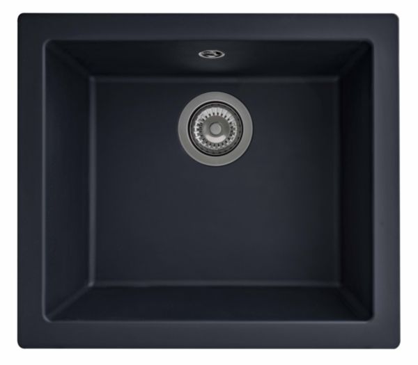 Evier à encastrer ou sous plan EVO 1 cuve 500 SMC, Noir pailleté