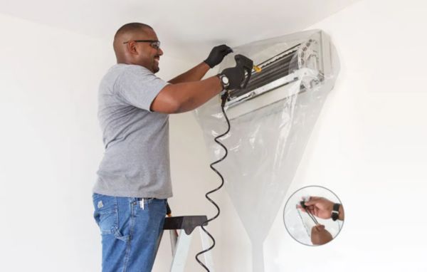 Image principale de Bâche antiprojection 360° SPLIT-BAG avec cordon élastique et clip de serrage pour fixer sur n'importe quel split mural Réf. SPLIT-BAG