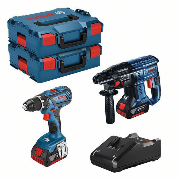Kit visseuse et perforateur sans fil GSR 18V-28 + 2 batteries 4,0Ah + GBH 18V-21 coffret L-BOXX Réf. 0615990M0R
