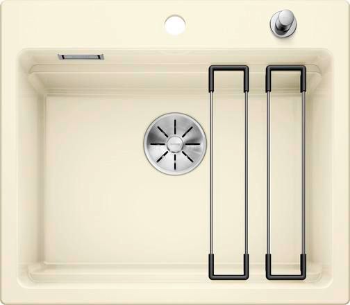 Cuve à encastrer en céramique BLANCO ETAGON 6 1 Cuve sans égouttoir vidage 90 mm InFino automatique avec manette et siphon couleur magnolia cristal garantie 2 ans Réf. 525157