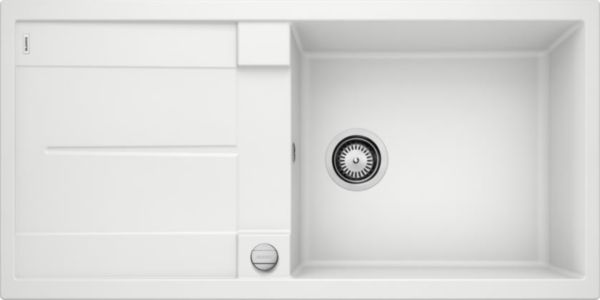 Evier à encastrer en SILGRANITPuraDur BLANCOMETRA XL 6S 1 cuve 1 égouttoir réversible vidage 90 mm automatique et siphon couleur blanc garantie 10 ans Réf. 515280