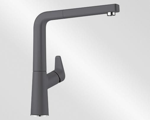 Mitigeur monotrou avec bec tube orientable BLANCO AVONA-S avec douchette couleur SILGRANIT Look gris rocher garantie 2 ans Réf. 521285