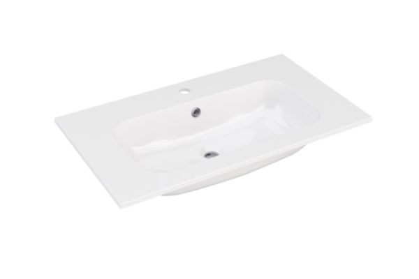 Plan vasque Alterna PLENITUDE blanc L80 cm P46 cm synthèse vasque centrée