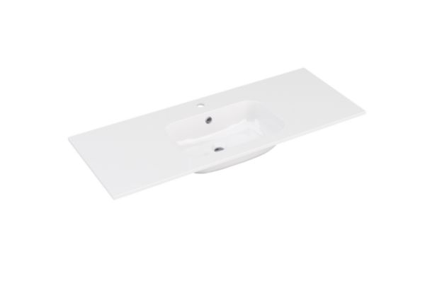 Plan vasque Alterna PLENITUDE blanc L120 cm P46 cm synthèse vasque centrée
