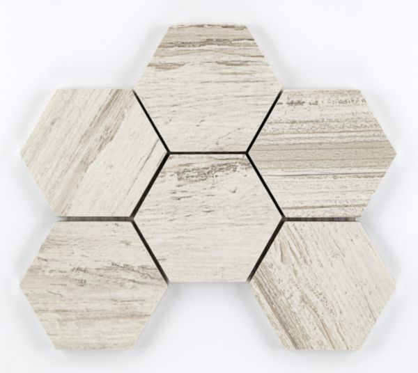 Faïence Barwolf Beachhouse light white exagon mosaïque 9,9 x 11,3 cm Réf. 20 x 26,1 cm Réf. KEG-20065