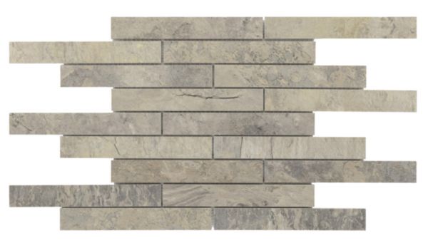 Grès cérame émaillé Barwolf Rustic Stone silver lining mosaïque 3,1 x 21,2 cm Réf. 29,7 x 42,5 cm Réf. KEG-20101