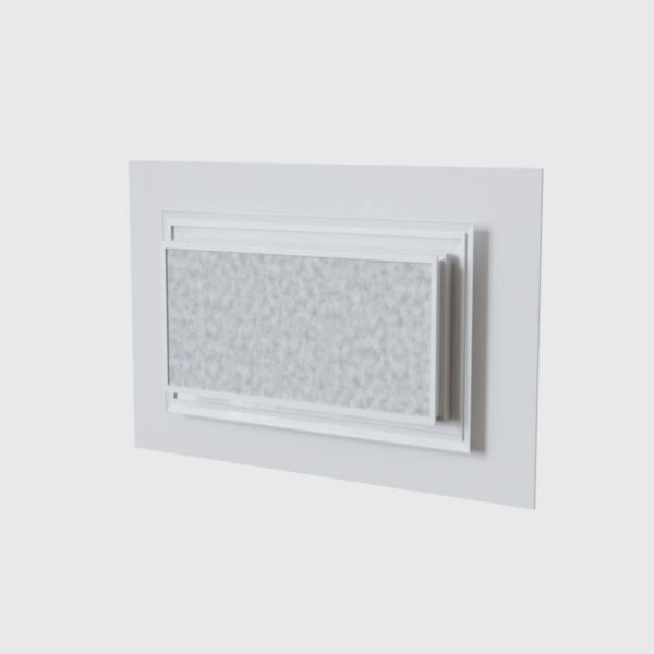 Collecteur de reprise d'air decoratif confort white pour plenum de 400x200 mm, avec enjoliveur en pvc rigide blanc satine classe m1, de 600x350 mm. filtre inclus Réf. COL400X200
