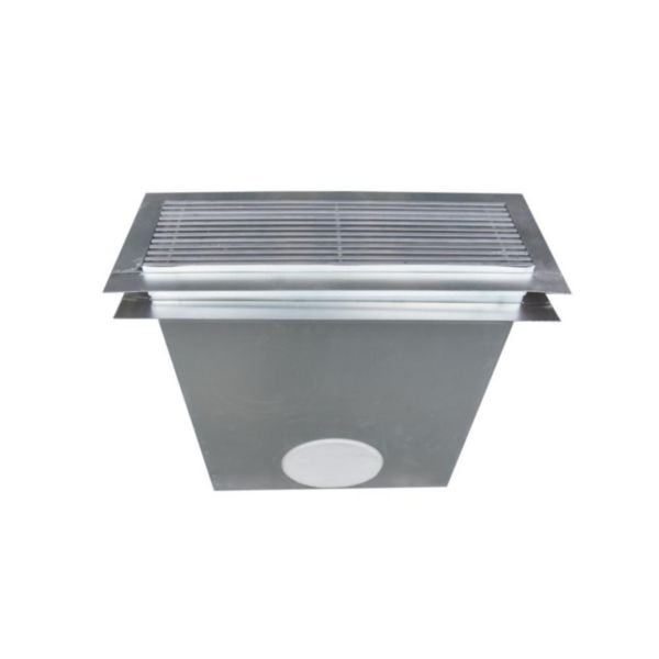 Grille de sol en aluminium laque gris (pour le soufflage ou la reprise), de 500 x 150 mm (debit 700 m3/h) diam 200 mm - avec filtre et plenum acier reglable en hauteur (afin de s adapter a la hauteur de la dalle /hauteur maxi 360 mm) Réf. GSOL500X150