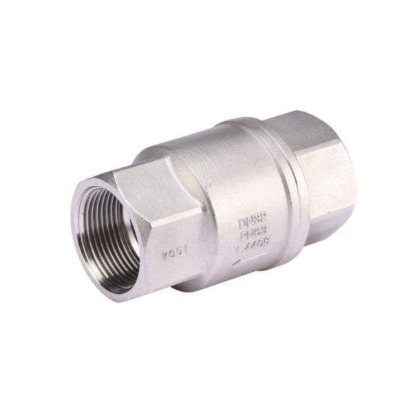 Clapet anti-retour haute pression 329 inox F/F 1", disque ressort, montage toutes positions. Idéal pour réseaux d’adduction et distribution. Compatible eau, air, huile et mazout. Étanchéité PTFE, pression max 63 bar - température 200°C.