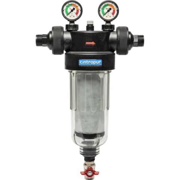 Filtre semi-industriel CINTROPUR NW 400 1"1/2. Préfiltration cyclonique robuste, faible perte de charge et purge inférieure. Débit 12 m³/h. Pression maxi 10 bar. Livré avec tamis 25µ. Idéal réseaux agricoles et collectifs.