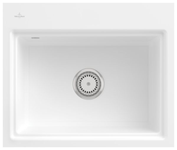 Image principale de Subway Style 60 S Flat Évier à fleur de plan, inclus  Vidage manuel, Grille d'égouttoir , en  Céramique, 600 x 510 mm, Stone White CeramicPlus