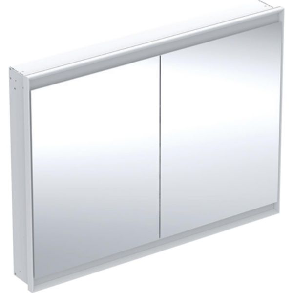 Image principale de Armoire de toilette Geberit ONE, avec ComfortLight, 2 portes, montage encastré, 120x90cm, Blanc / Aluminium thermopoudré