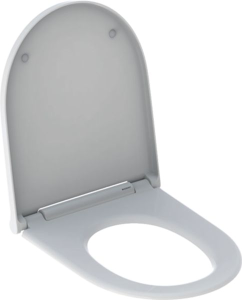 Abattant WC Geberit ONE: Fermeture ralentie=Oui, Charnières déclipsables =Oui, Fixation=Par le haut, blanc alpin