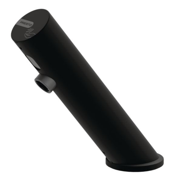 Robinet de lavabo mitigeur sur plage PRESTO LINEA® . Déclenchement électronique sans contact. Débit 3l/min. Alimentation secteur 230V avec transfo. Raccordement F3/8" Finition INOX BROSSE. Livré avec robinets d'arrêt