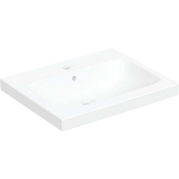 Image principale de Vasque à poser Geberit iCon Light, 60x48 cm, trou de robinetterie au centre, trop-plein visible, Blanc brillant