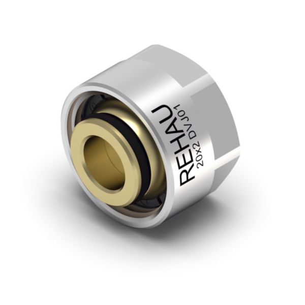 REHAU Raccord à visser FASTLOC Pour tube FASTLOC 20 x 2,0<br>Matière :<br>- Corps du raccord : Laiton<br>- Surface nickelé