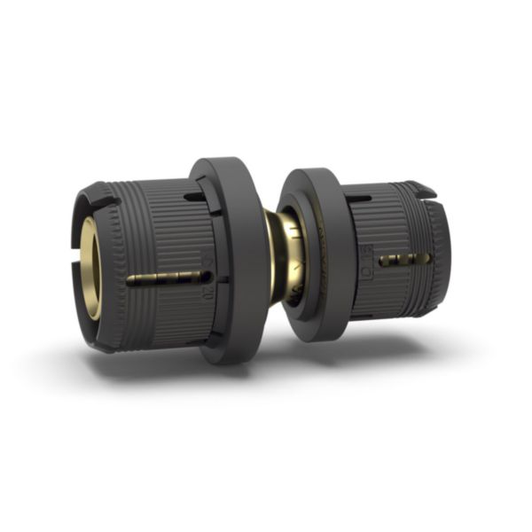 REHAU Coupleur réduit FASTLOC 40 - 32<br>Matière : - Coprs du raccords : laiton <br>- Clip de maintien : POM GF<br>- Bague intérieur : PVDF
