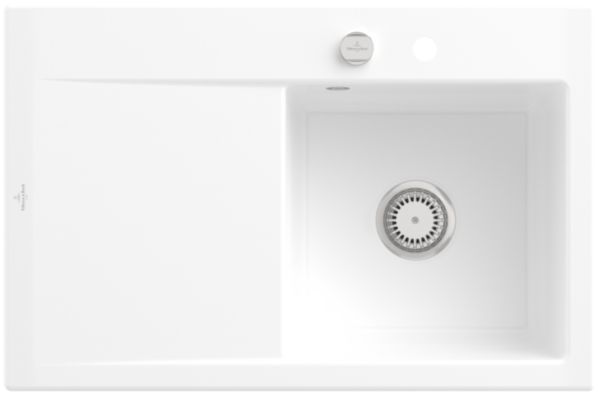 Image principale de Subway Style 45 Évier à encastrer, inclus Vidage automatique, en Céramique, 780 x 510 mm, Blanc CeramicPlus