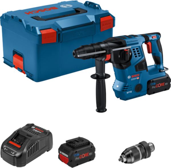Image principale de Marteau-perforateur sans fil SDS PLUS GBH 18V-28 CF + batteries ProCORE18V 2x8,0Ah + chargeur GAL 1880 CV L