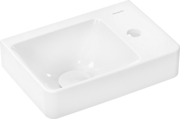 hansgrohe Xelu Q Lave-mains 360/250 avec plage de pose à droite, sans trop plein, percé pour robinet, SmartClean, Blanc