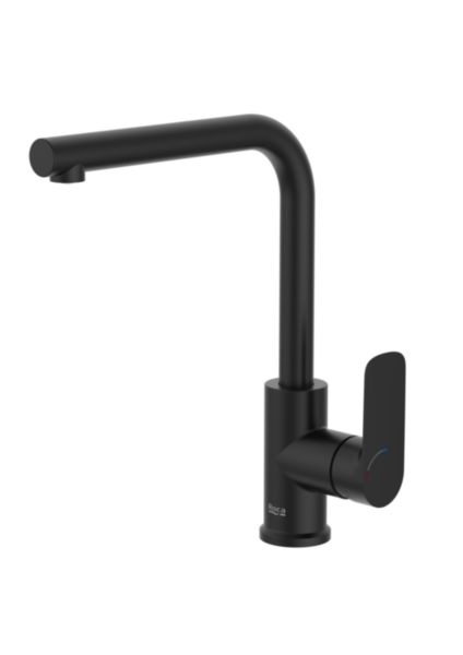 Cala mitigeur évier monotrou à bec tube mobile noir mat