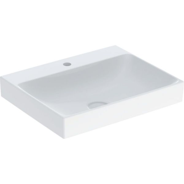 Image principale de Lavabo Geberit ONE sortie verticale: B=60cm, T=48cm, Trou de robinetterie=Au centre, Trop-plein=Sans, blanc / KeraTect