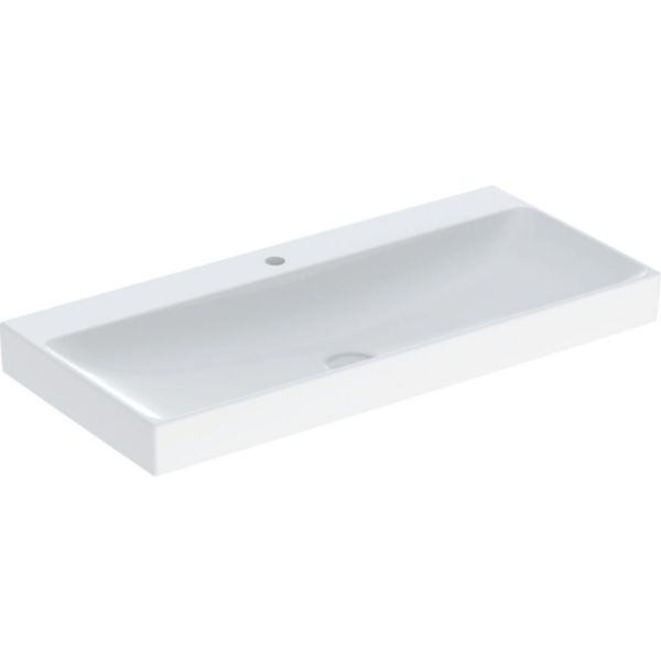 Image principale de Lavabo Geberit ONE sortie verticale: B=105cm, T=48cm, Trou de robinetterie=Au centre, Trop-plein=Sans, blanc / KeraTect