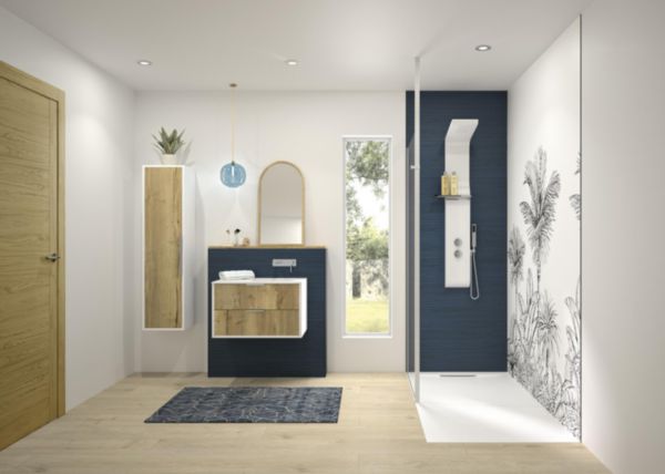 Panneau mural Kinewall Design 3 mm 125x250 teck horizon bleu outremer