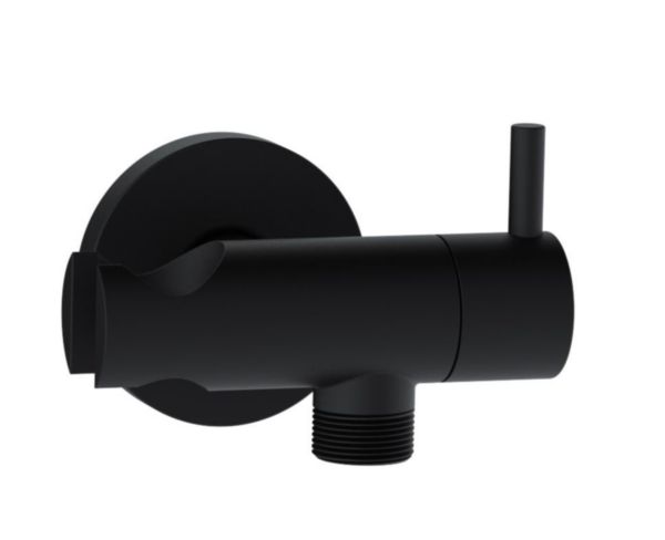 Applique murale avec robinet d'arrêt rond epoxy noir mat