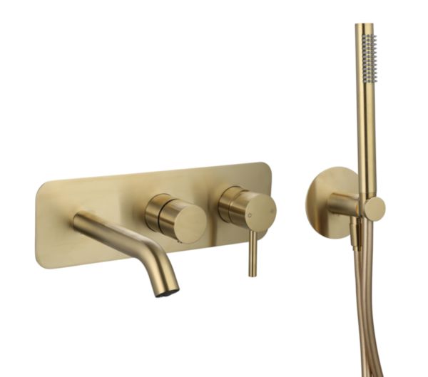 Mitigeur B/Douche encastre mural avec bec ortence pvd laiton brosse