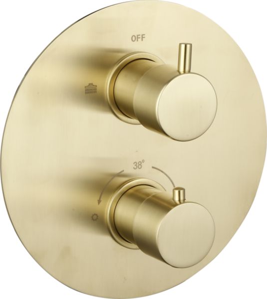 Mitigeur douche thermostatique encastre rond pvd laiton brosse
