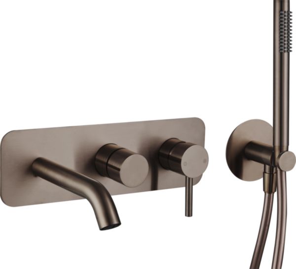 Mitigeur B/Douche encastre mural avec bec ortence pvd gun metal