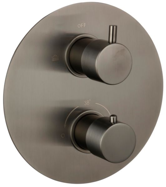 Mitigeur douche thermostatique encastre rond pvd gun metal