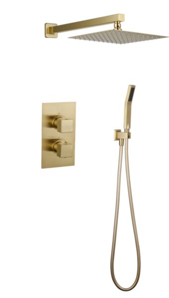 Formule douche encastre mural plaza pvd laiton brosse