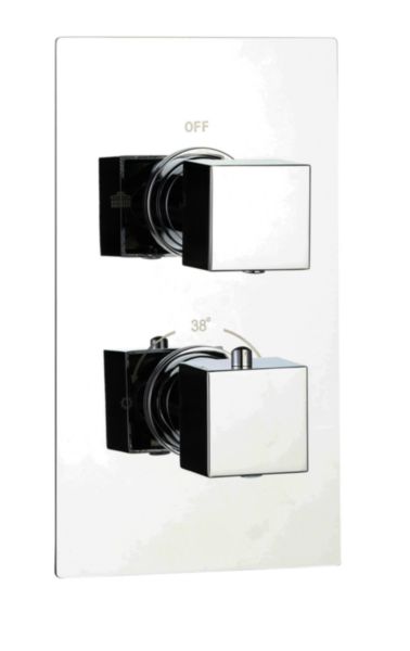 Mitigeur douche thermostatique encastre carre chrome