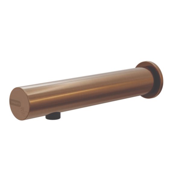 Robinet de lavabo simple mural en applique PRESTO LINEA® . Déclenchement électronique sans contact. Débit 3l/min. Alimentation Piles 6V. Raccordement M1/2" Finition INOX BROSSE. Livré avec robinets d'arrêt. Laiton sans plomb