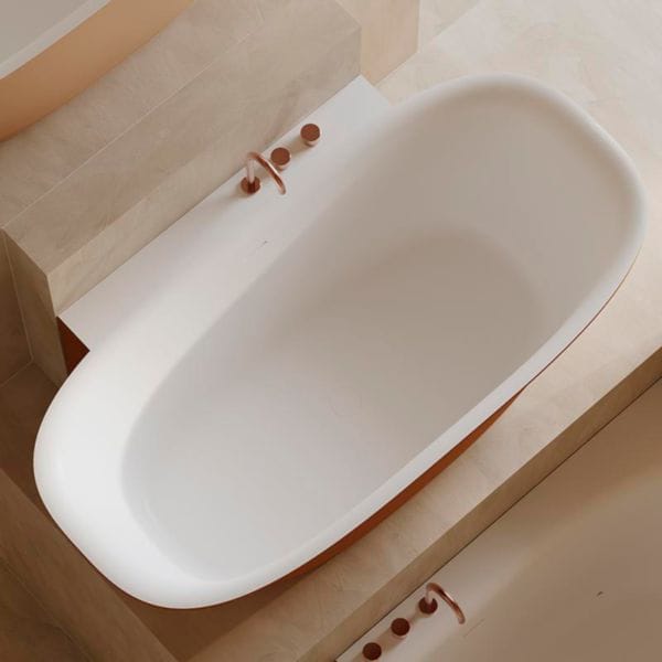 Baignoire semi-îlot Beta Evoque L Lisse 170x90cm sans trop-plein Blanc, mat Sc
