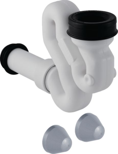 Siphon en S Geberit pour urinoir, avec accessoires de montage, d40, sortie horizontale: d=40mm, blanc alpin