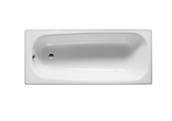 Image principale de Contesa baignoire en acier émaillé (épaisseur 1,5mm) percée 2 trous avec fond lisse pieds métal à visser inclus blanc 140 garantie 3 ans