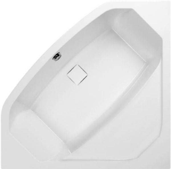 Baignoire en acrylique sanitaire angle SPACE LINE 140x140 blanc avec support metalliqie. tablier et vidage complet