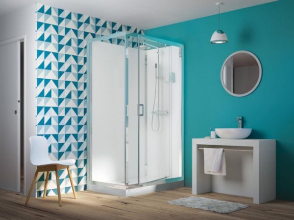 Cabine Eden 100x80, porte pivotante, receveur haut