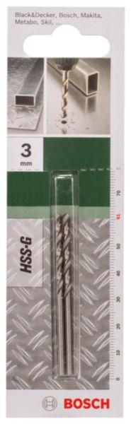 Forets à métaux rectifiés HSS-G, DIN 338 D = 3,0 mm  L = 61 mm